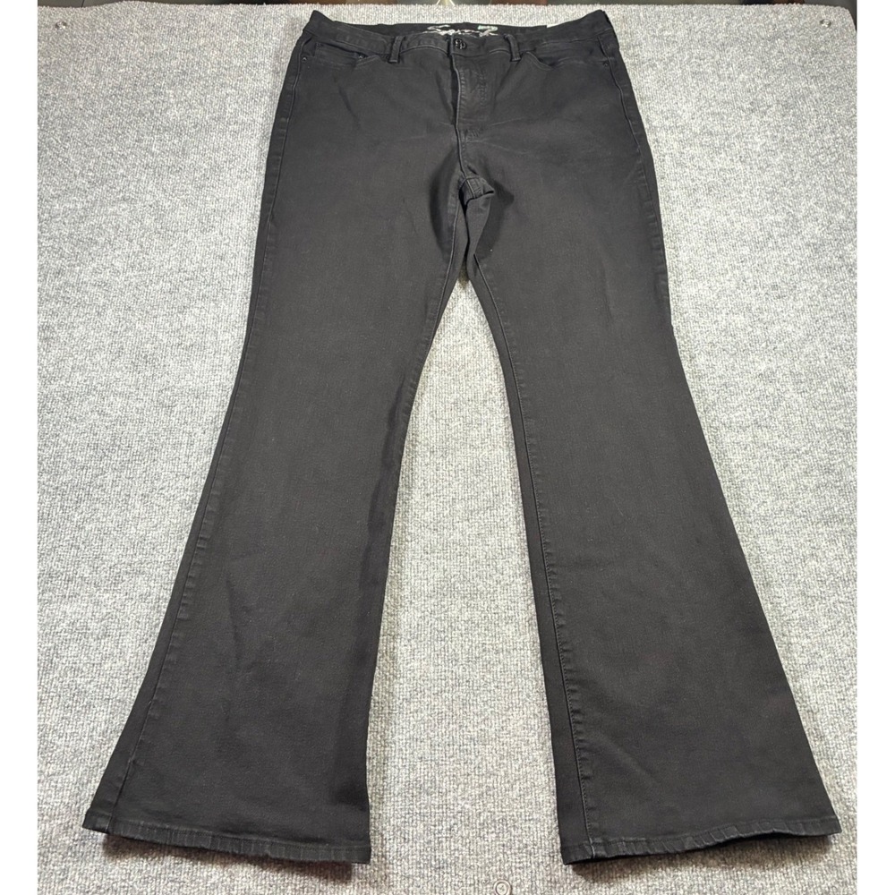 Seven7 Slim Flare Jeans Womens 16 Black High Rise Stretch Denim